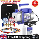 Air Vacuum Pump HVAC Refrigeration AC Manifold Gauge Set R134a R22 R12 R502 Kit