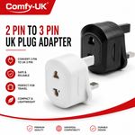 2 Pin to 3 Pin UK Plug  Adapter Travel Converter Shaver Toothbrush Socket