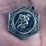 Vintage Solid Sterling Silver St Christopher Christian Medal Pendant 20mm 2g