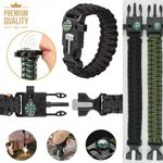 Paracord Bracelet Survival Kits Utility Firestarter Compass Whistle Rope Camping