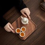 Natural Walnut Wood Tea Tray with Anti Slip Pads for Tea Ceremony or Home Use