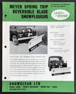 LAND ROVER MEYER SPRING TRIP REVERSIBLE BLADE SNOWPLOUGH Sales Leaflet c1960s