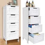 Floor Storage Cabinet Waterproof Bathroom Cabinet PVC Storage Unit with 4 Drawer