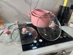 GRACE kitchen Pink Aluminium Non-Stick 8pc Casserole Pan Set Glass Lids