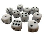 10 x LARGE Six Sided WHITE Dice 19mm Craps - FREE SHIPPING