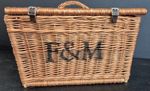 F&M Wicker Laundry Basket with Leather Straps Z#1008