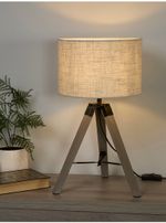 LC Wooden Tripod Table Lamp With Linen Shade