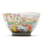 Chinese Porcelain Cup Mandarin Rose Gilt Garden Chicken Scene Qing Qianlong 18C