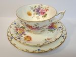 ROYAL CROWN DERBY POSIES BONE CHINA TEA TRIO.