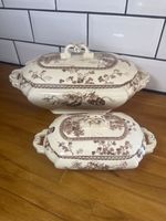 Victorian Brown Westhead Moore Woodland Tureen Set Staffordshire Transferware