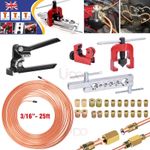 Brake Lines Repair Kit Copper Pipe Flaring Tool Cutter Bender &3/16" Unions Nuts