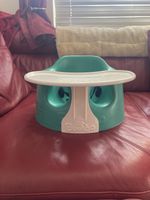 Bumbo Baby Floor Seat with Straps and Detachable Tray Green /White