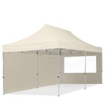 TOOLPORT 3x6 Pop Up Gazebo Aluminium 32 mm Sidewalls with Panorama Windows cream