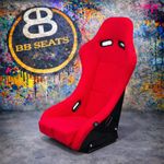 BB5 Red Fixed Fibreglass Racing Bucket Seat + Side Mounts & Runners EXTRA LARGE