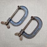 Record Pair of 3" G Clamps Wing Nut Vintage Made in England