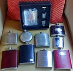 Selection of Hip Flasks including E. Williams Pewter Mixed style & condition.