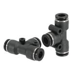 2Pcs 1/4Inch OD Tee Plastic Push to Connect Fittings 3 Way Tube Connect Fit
