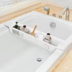 Extendable Plastic Bath Caddy Tray Tub Rack Bathroom Shelf Organiser