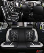 Grey Black PU leather Car Seat Covers Full Set Padded For Kia Hyundai