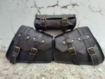 Motorcycle Leather Pouch Panniers Black Side Saddle Bag Saddlebags Bags Tool 3