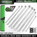 8pc Aviation Double Ended Ring Extra Long Spanner wrench Set 8 - 24mm With Pouch