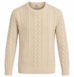 M&S Mens Cable Knit Jumper Cream Slim Fit Crew Neck Size M