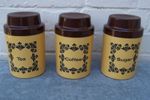 1970's VINTAGE KITCHEN TEA COFFEE SUGAR CANISTERS VW CAMPER CARAVAN FILM TV PROP