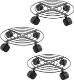 3 Pack Heavy Duty Plant Caddy with Wheels 27cm Round Metal Potted Trolley