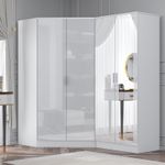 REFLECT 2 Door Corner + 2 Door Mirror Wardrobes Bundle - White Gloss/Matt White