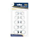 Assorted Stainless Steel Hose Clamp Kit Adjustable Clips Set Garden Home 10pcs
