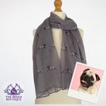 FINAL CLEARANCE. PUG SCARF LADIES FAWN PUG DOG PRINT SHAWL PUG DOG GIFTWARE