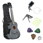 23" Concert Beginners Ukulele with Felt Pick & Spare Strings – Black
