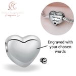 Engraved Silver Heart Cremation Ashes Charm Self Fill - Memorial