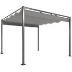 Outsunny 3 x 3(m) Garden Pergola with Retractable Roof, UPF30+, Grey