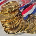 12 Gold Winner Medals with Ribbons – Trophy Cup Design – Sports Day / Awards