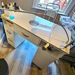 Nail Manicure Table with Drawers & Storage, Built-in Ventilation Fan Works Well
