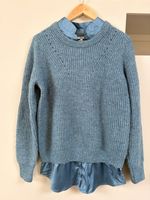 NEXT Womens Blue 2-in-1 Layered Knit Jumper Shirt Trim Size Small uk 8-10