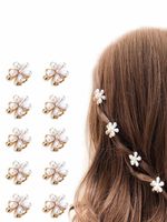 Mini Pearl Claw Clip Retro pack of 12 Hair Clip (Gold, White)