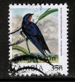 Zambia 1989 SG587 70n on 35n Overprint Black & Rufous Swallow  Used