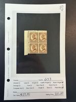 Scott #  633 MNH Plate Block         2024 Scott Catalogue Value $ 115.00