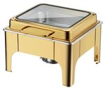 2x 6L Square Stainless Steel Chafing Dish Buffet Food Warmer with Glass Lid Gold