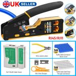 RJ45 RJ11 Network Tool Cat5e/6 Ethernet Crimper Pass Through Plug Tester Lan Kit