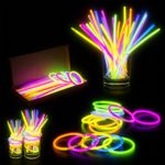 Glow Sticks Bracelets 8" Bright Glow Sticks Party Pack Glow-In-The-Dark Light-Up