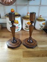 Pair Of Wood Candle Stick Holders 