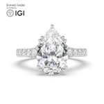 Pear Diamond Engagement Ring Platinum Labgrown 3.40 Ct Solitaire