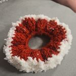 Handmade Red & White Crochet Yarn Hair Scrunchie 8cm Round for Women Adult
