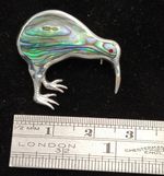 Vintage Sterling Silver Kiwi Genuine Ataahua Brooch Paua Abalone Shell