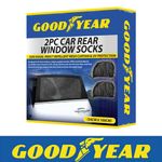 Goodyear 2Pcs Car Sun Shade Shield Socks Rear Side Window Large Cover UV Mesh