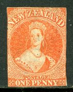 New Zealand 1855 QV 1p Orange Red Unwatermarked Scott #4 Mint Q468