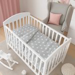 Baby Cot Bedding Set 120x90 cm | 2pc Duvet Cover | Big White on Grey Nursery